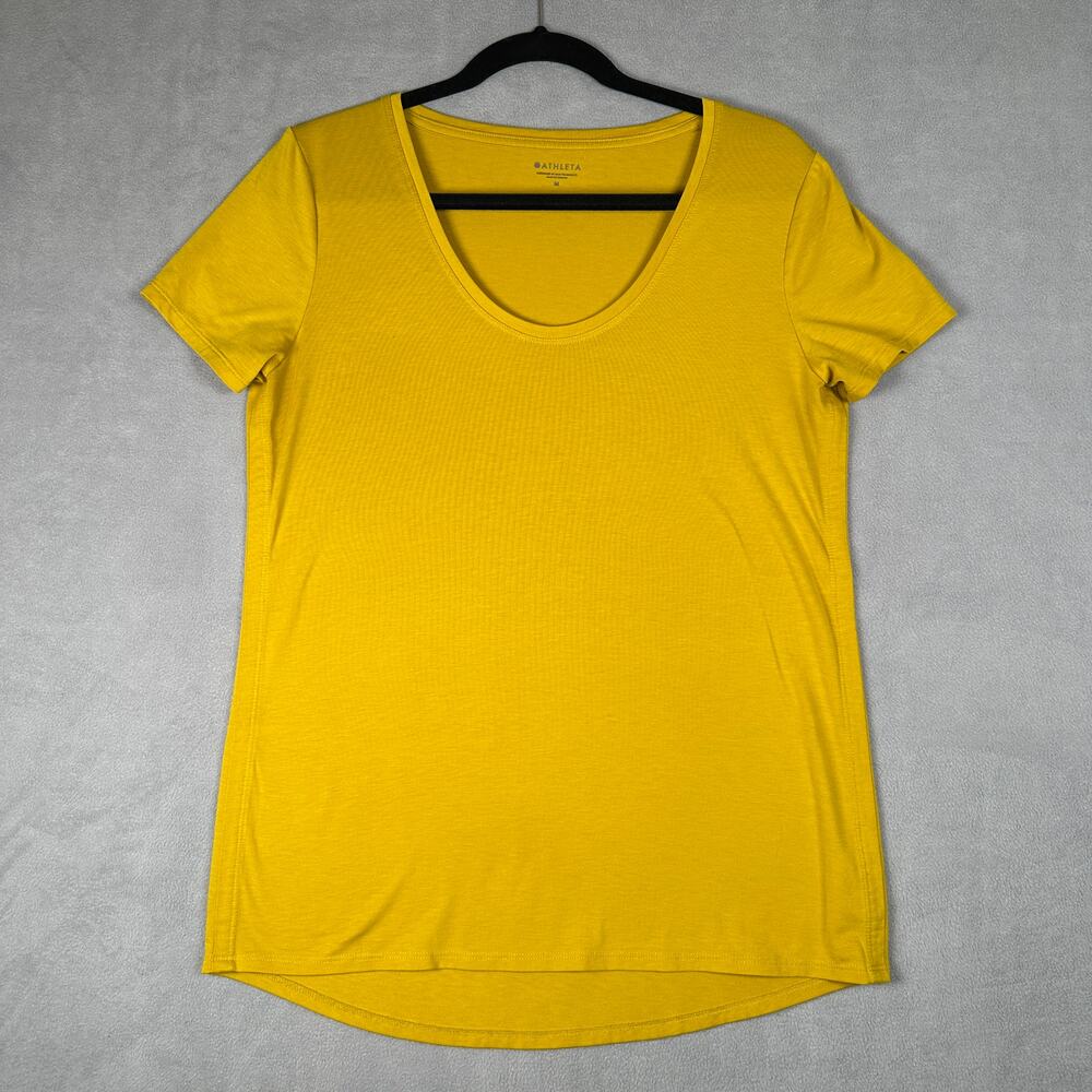 Athleta Essence Vital Tee Top Scoop Neck Mustard Yellow Size Medium M